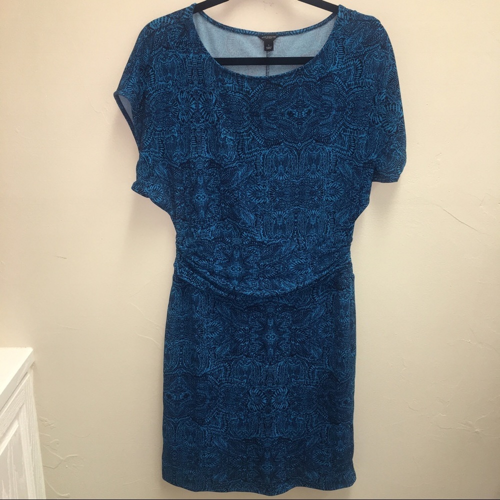 Ann Taylor‎ Blue Black Patterned Soft Dress